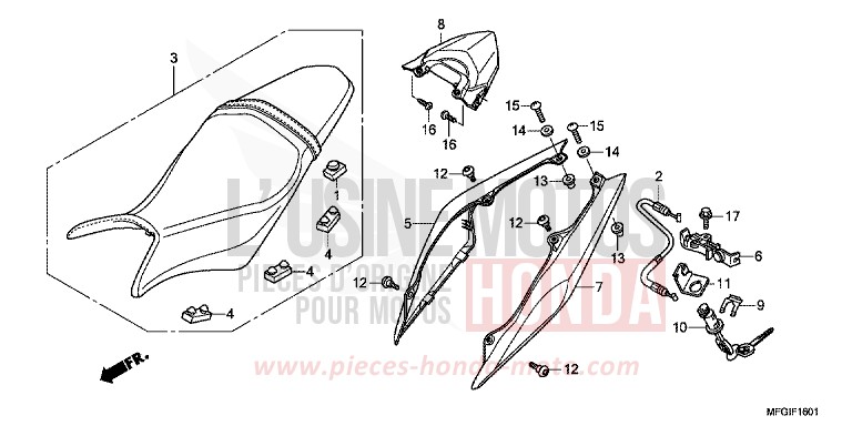 SEAT/REAR COWL (2) for CB600F Hornet ABS PEARL COOL WHITE (NHA16) from 2011